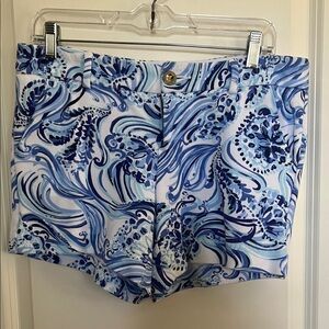 Blue and White Patterned Shorts